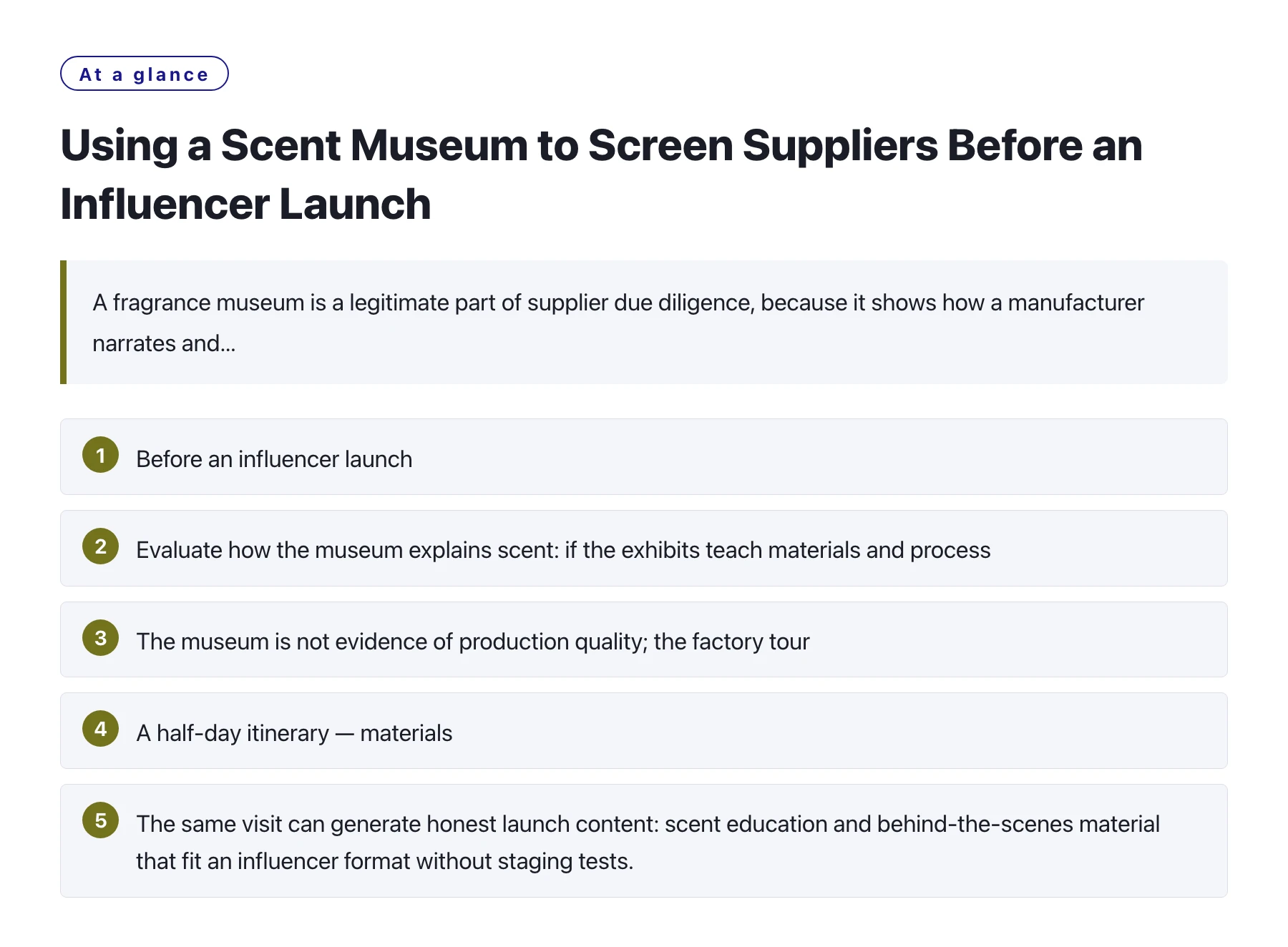 Using a Scent Museum to Screen Suppliers Before an Influencer Launch——全文要点速览